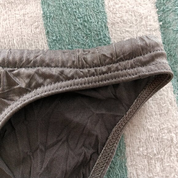 VINTAGE 1" HOM SWIM BRIEF, (*) 34", SILVER-GRAY CRINKLED PATTERN (Pre-Owned) - Picture 3 of 8